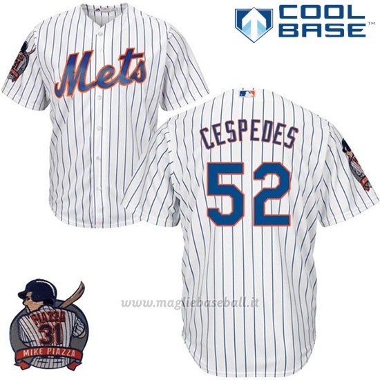 Maglia Baseball Uomo New York Mets Yoenis Cespedes Bianco Cool Base With Piazza